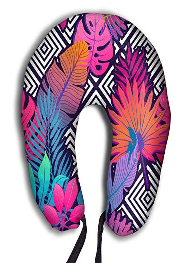 DREAMVIO Velvet Printed U Shaped Travel Neck Pillow/Cushion/Neck Support Pillow, Soft Cushion for Neck - 16"X16", Style 1 (Multicolor) - Image 1